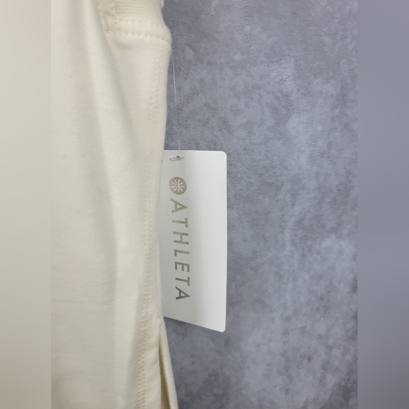 ATHLETA Retroterry V-Neck Sweatshirt Tee Sweater Vest Ivory Cream Size Sp - Picture 5 of 11